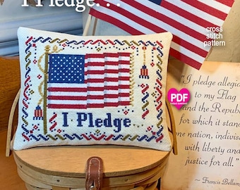 I Pledge Cross Stitch Pattern, Patriotic Flag Allegiance (PDF Download) CalicoConfectionery