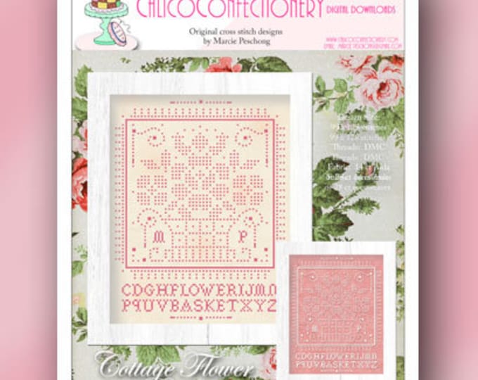 COTTAGE FLoWER BASKET Paper/Mailed counted cross stitch pattern CalicoConfectionery Summer Garden Floral