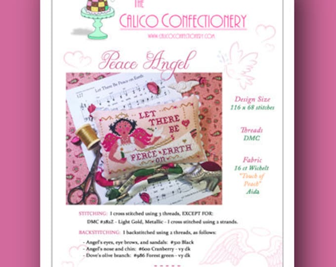 PEACE ANGEL Paper/Mailed counted cross stitch pattern CalicoConfectionery Christmas Angel Peace