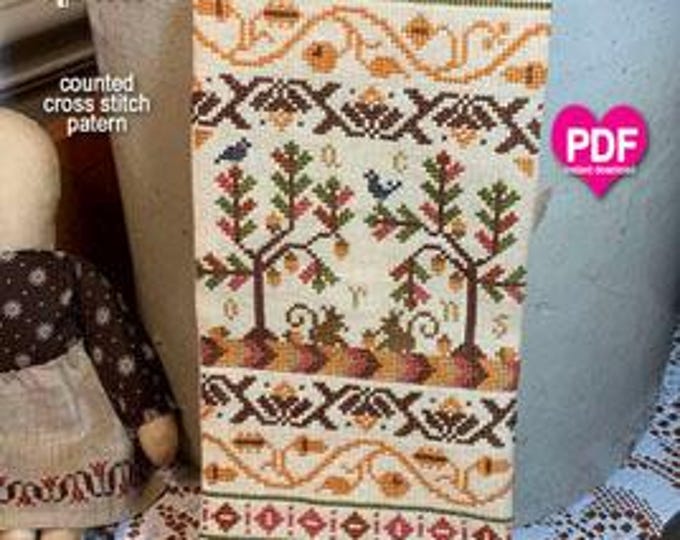 ACoRN BeLL PULL PDF/Instant Download counted cross stitch pattern CalicoConfectionery Autumn Fall Harvest
