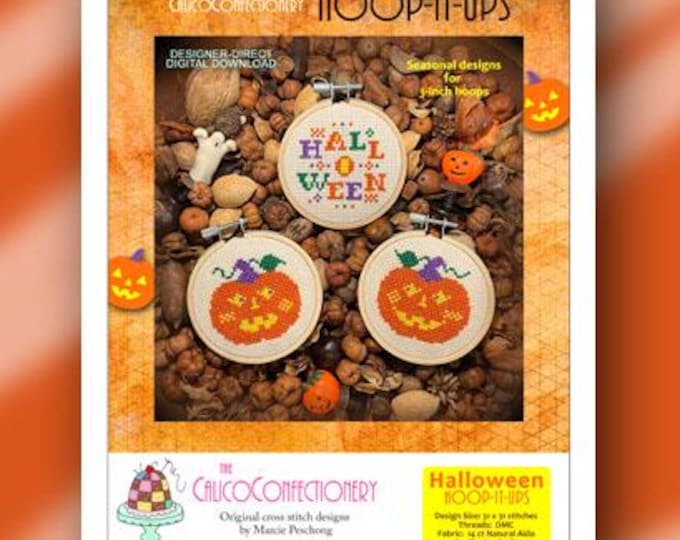 HALLoWEEN HOOP iT UPS Paper/Mailed counted cross stitch pattern CalicoConfectionery Halloween Jackolantern Fall Autumn