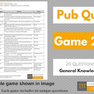 Trivia Questions for Pub Quiz - Game #20 - 20 General Knowledge Questions & Answers