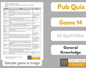 Trivia Questions for Pub Quiz - Game #14 - 20 General Knowledge Questions & Answers