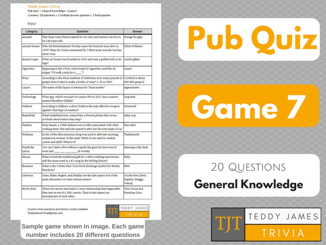 Tiebreaker questions that will settle your pub quizzes from the pub quiz  website Free Pub Quiz.