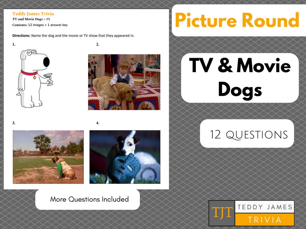 Trivia Questions Picture Round Tv And Movie Dogs 1 Etsy