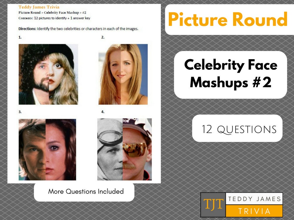 Trivia Questions Picture Round Celebrity Face Mashup 2 Etsy