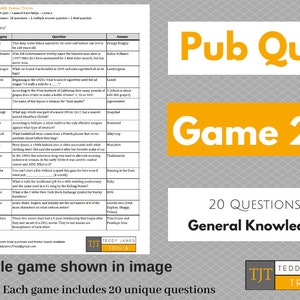 Trivia Questions for Pub Quiz - Game #24 - 20 General Knowledge Questions & Answers