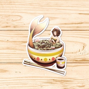 Mer-Noodles - Meerjungfrau in Nudeln - Vinyl Aufkleber
