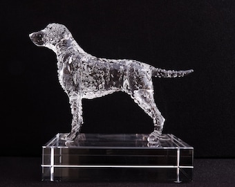 Figura de retriever de pelo rizado hecha a mano en cristal