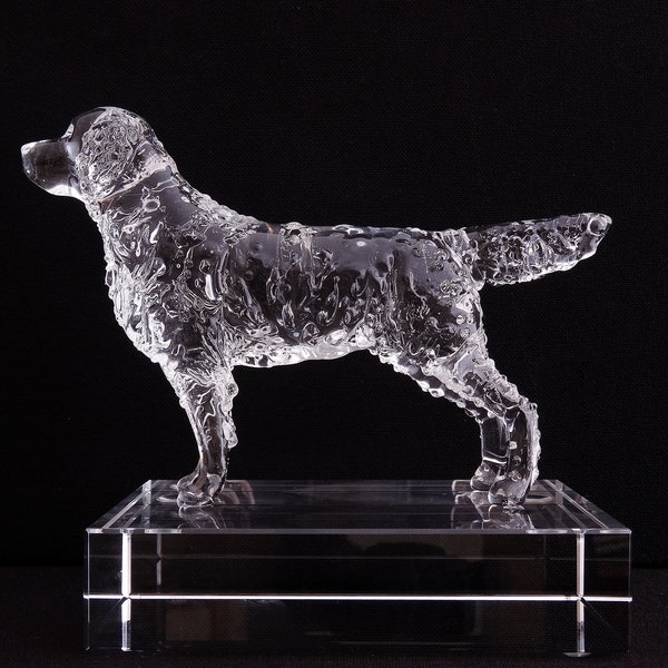 Handgemaakt beeldje van een Golden Retriever van kristalglas