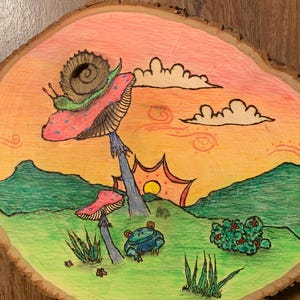 Racconto della rana e della lumaca - Decorazione murale Woodburn - Arte naturalistica stravagante -