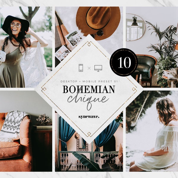 10 Desktop & Mobile Lightroom Preset Bundle | Boho Mobile Preset | Instagram Preset | Bohemian Preset | Vintage Lightroom Preset