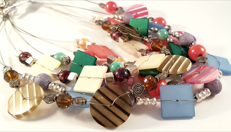 Necklace in brownbeige jewelry wire buttons and beads