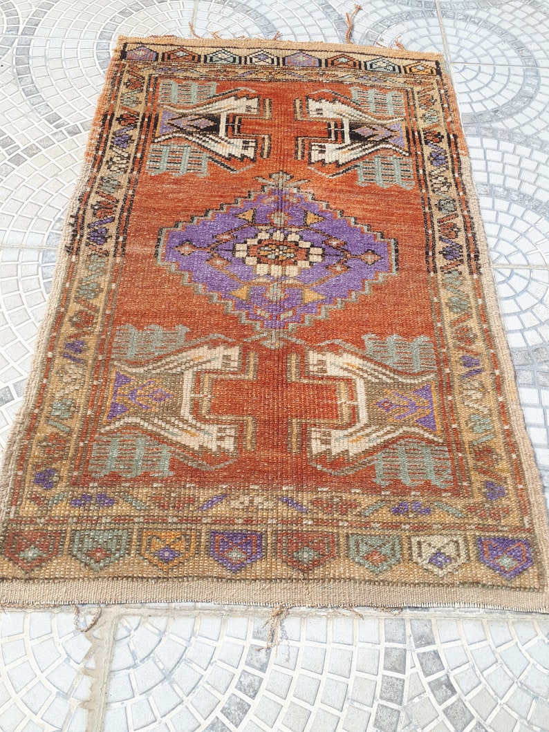 Handmade Small Carpet Home Decor Small Rug Turkish Small Rug,Oushak Small Rug Red Bohemian Rug 2,9 x 1,7 Vintage Small Rug