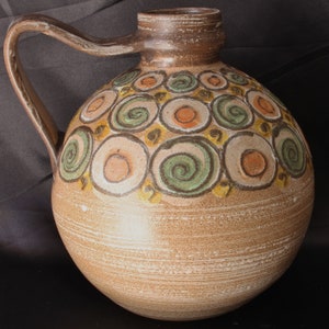 Large Heavy Denby Flamstead Pattern 9&quot; Stoneware Jug, circa 1970&#39;s