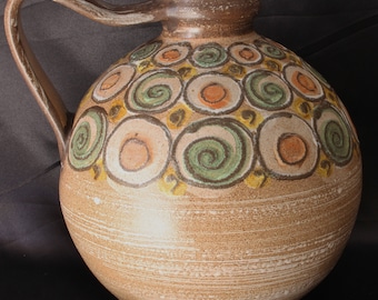 Large Heavy Denby Flamstead Pattern 9&quot; Stoneware Jug, circa 1970&#39;s