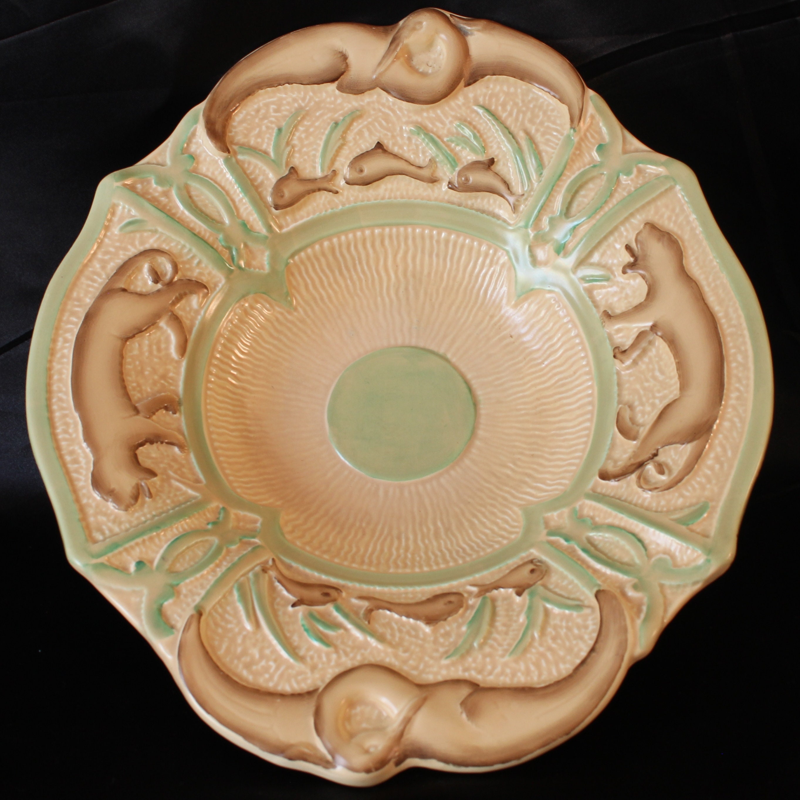 Large Burgess & Leigh Burleigh Ware Relief Moulded Footed Serving Bowl, 1930's