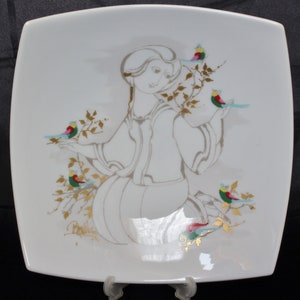 Bjorn Wiinblad for Rosenthal Pottery Germany Love Story Square Footed Dish