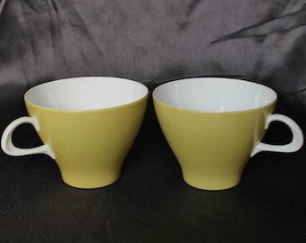 Thomas (Rosenthal) Olive Green Finlandia Range Porcelain 2 x Tea Cups