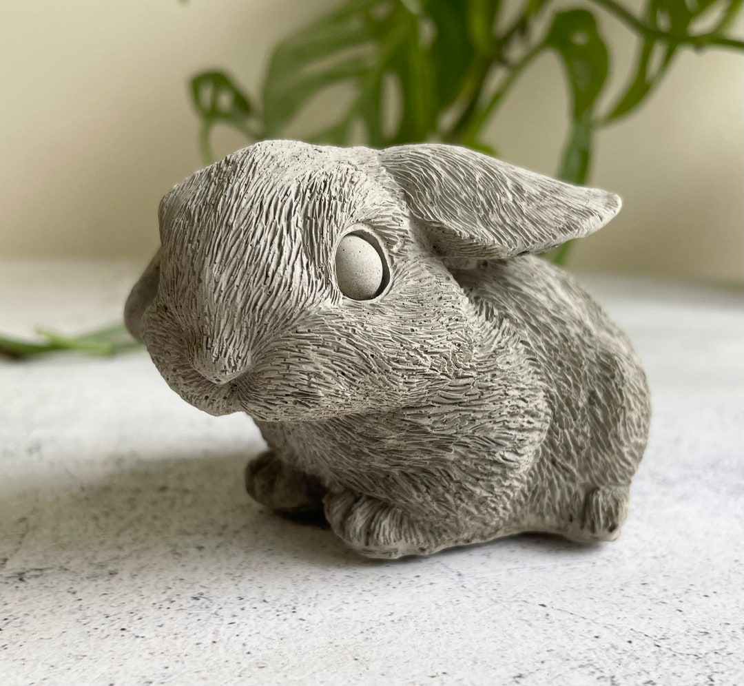 Concrete Rabbit Statue Pet Loss Concrete Bunny Urn Accessory Pet ...