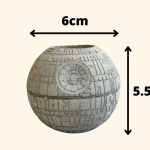 Small Concrete Death Star AIR PLANT holder, air plant gift , planter pot, geek gift, concrete decor, housewarming gift, sci-fi gift image 3