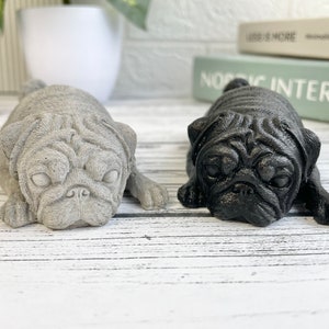 Concrete pug dog ornament pet memorial dog lover gift Pet Grave Markers pet loss dog statue stone dog pug statue image 10