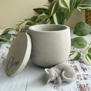 Small indoor personalised Concrete urn cat urn pet urn cat memorial pet memorial pet memorial pot laser engraved urn image 3