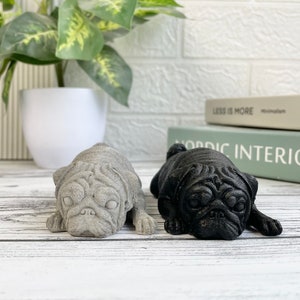 Concrete pug dog ornament pet memorial dog lover gift Pet Grave Markers pet loss dog statue stone dog pug statue image 7