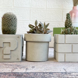 Concrete super mario planter|succulent pot|cactus pot|indoor plantet|housewarming gift|concrete pot|geek gift|gamer