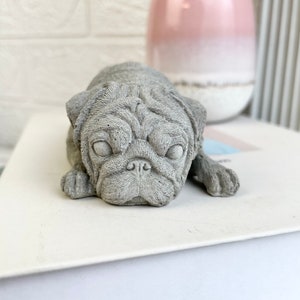 Concrete pug dog ornament pet memorial dog lover gift Pet Grave Markers pet loss dog statue stone dog pug statue image 6