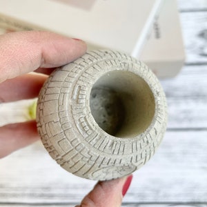 Small Concrete Death Star AIR PLANT holder, air plant gift , planter pot, geek gift, concrete decor, housewarming gift, sci-fi gift image 8