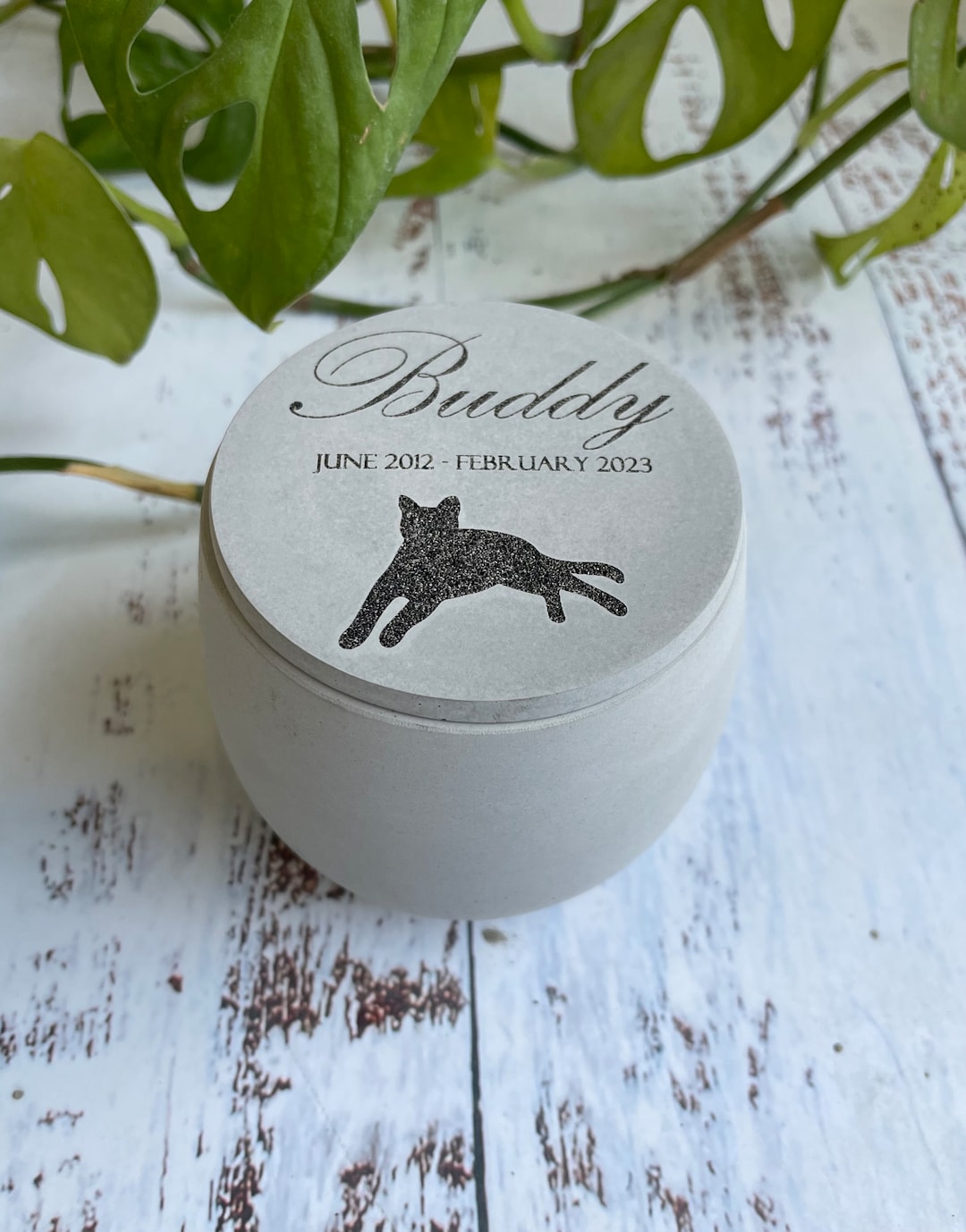 Personalised Laser Engraved Concrete Urn Cat Urn Pet Urn Pet Loss Pet