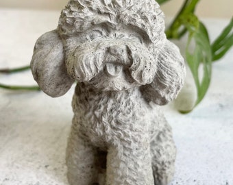 Concrete teddy dog statue | pet statue | concrete dog | pet memorial | pet grave marker | dog gift | teddy dog gift | concrete pet memorial