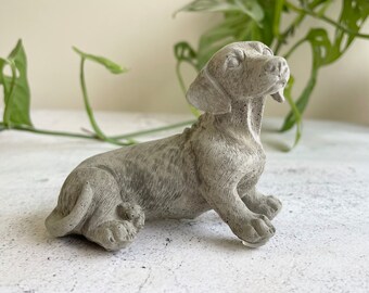 Concrete dachshund statue | pet loss | pet grave marker | dachshund memorial | dog memorial | dachshund dog | indoor pet memorial