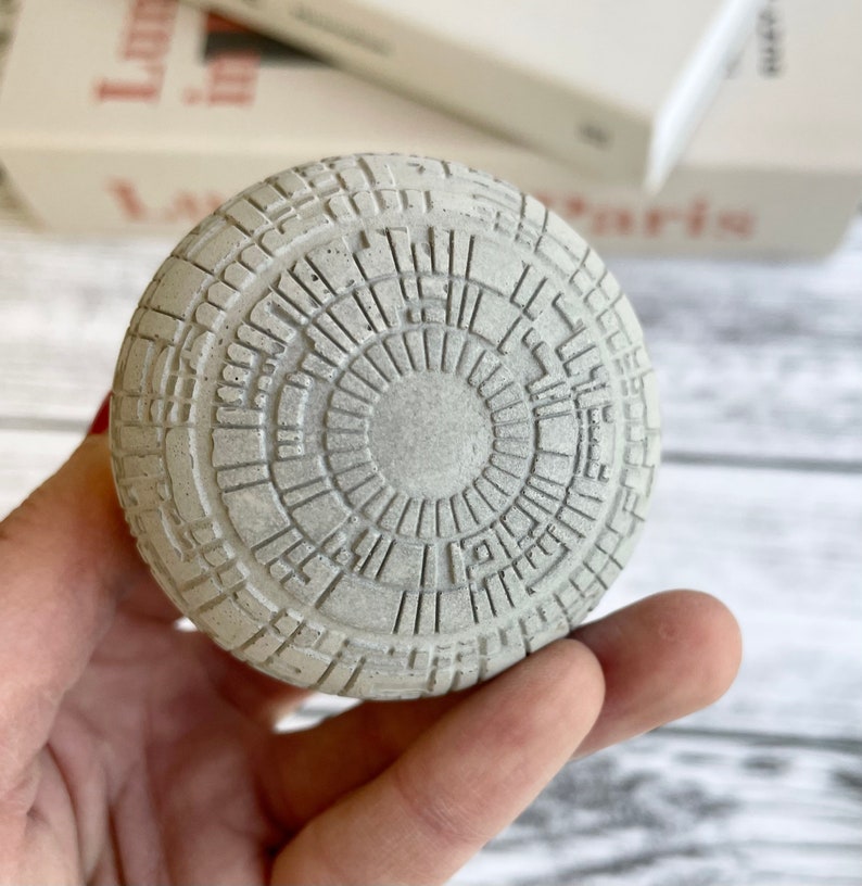 Small Concrete Death Star AIR PLANT holder, air plant gift , planter pot, geek gift, concrete decor, housewarming gift, sci-fi gift image 10