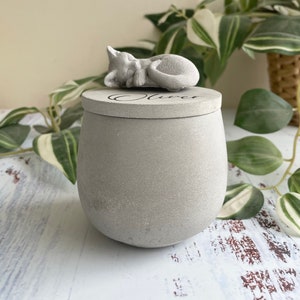 Small indoor personalised Concrete urn cat urn pet urn cat memorial pet memorial pet memorial pot laser engraved urn image 5