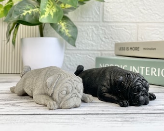 Concrete pug dog ornament | pet memorial | dog lover gift | Pet Grave Markers | pet loss | dog statue | stone dog | pug statue