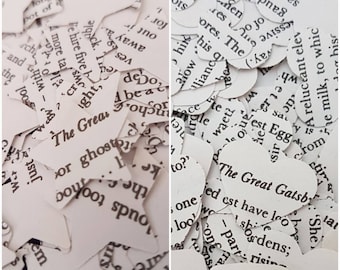 The Great Gatsby Book Page Wedding Table Confetti Decoration Hearts and Stars/Art Deco Roaring 20s Jazz Flapper Cocktail Party Decorations