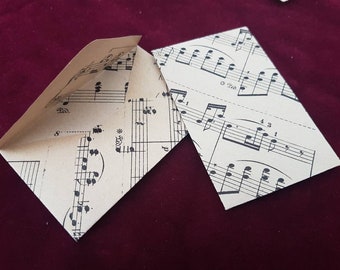 Sheet Music Mini Envelopes, Seed Envelopes, Hymnal Wedding Decor, Music Party, Musical Wedding, Concert afterparty, unique music place card