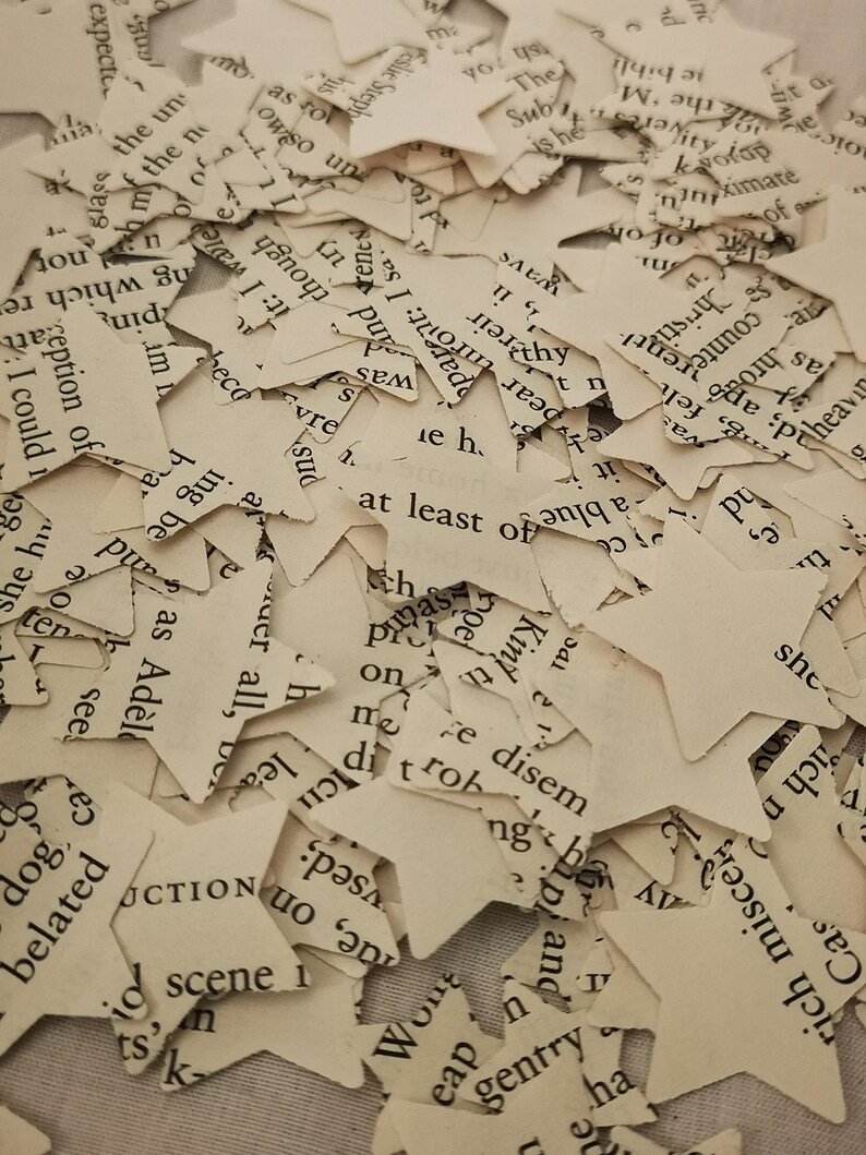Jane Eyre Wedding Confetti Hearts & Stars | Brontë Book Page Decor | Romantic Literary Celebration | Yorkshire Moors Party Decorations image 3