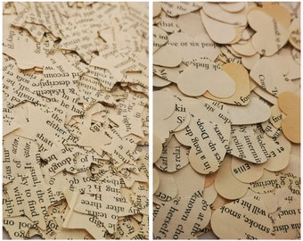 Vintage Book Table Confetti Decoration Hearts and Stars, Rustic Literature Party Scatter Decor, Bookworm Paper First Anniversary Decorations