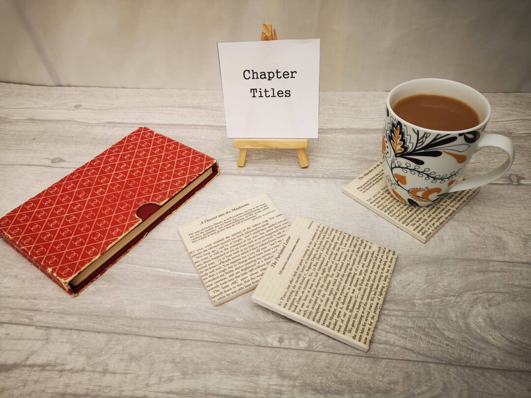Edgar Allan Poe Book Page Tile Coasters, Gothic Horror Literature ...