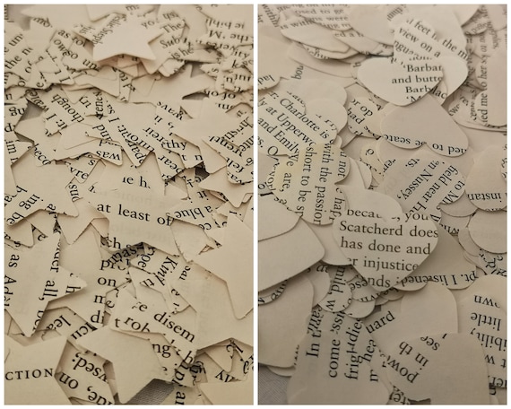 Jane Eyre Wedding Confetti Hearts & Stars | Brontë Book Page Decor | Romantic Literary Celebration | Yorkshire Moors Party Decorations