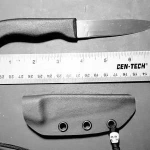 Pikal Knife Style Budget Wally World Mainstays Paring / Utility Knife 3.5 inch with Kydex Sheath and Skull Lanyard Static Cord image 2