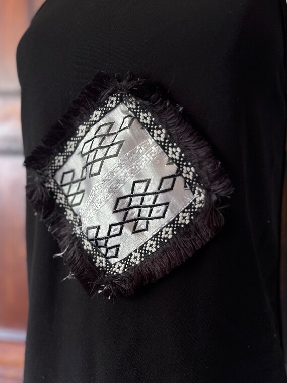 1970s Handmade Embellished Black Polyester Halter… - image 5