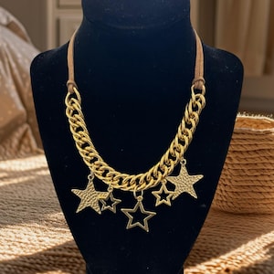 Statement Gold Star Charm Necklace