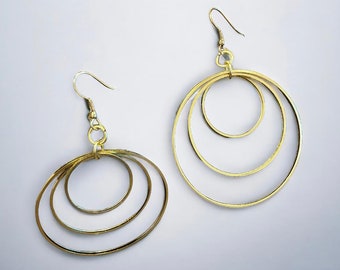 Golden Orbitals Layered Brass Hoop Earrings