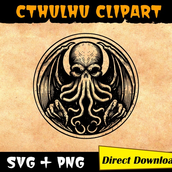 Cthulhu idol vector, Cthulhu clipart png, Cthulhu outline, Kraken svg, Octopus svg, , Lovecraft Necronomicon high quality digital download