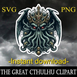 Lovecraft Cthulhu Kraken Eldritch Horror Clipart. Be Monster. Necronomicon. Stickers. Instant Download. SVG - PNG. Commercial Use