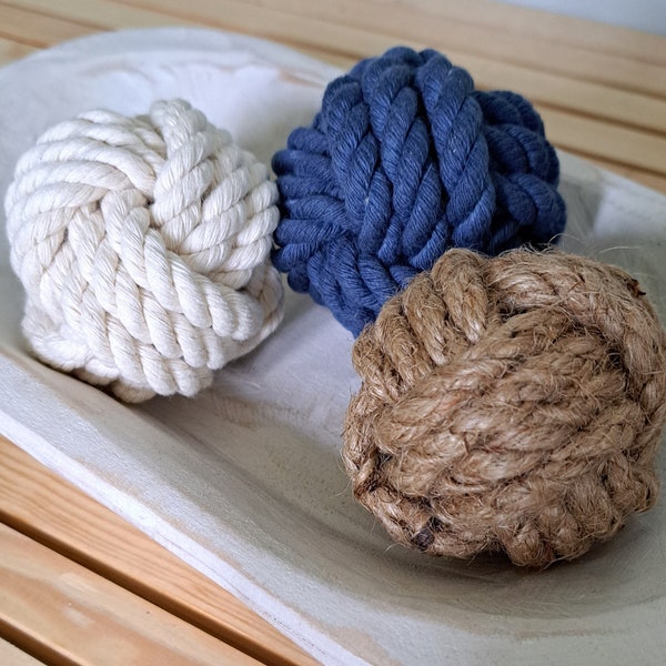 Monkey fist,nautical knot,beach decor,air bnb decor,dough bowl filler,beach wedding,nautical decor,coastal wedding,sailor knots,lake house